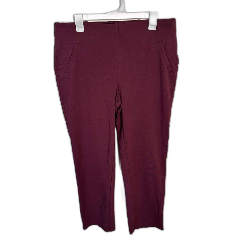 Chico's Fabulously Slimming Ankle Pants Size 2/L Burgundy Minimalist Pull On